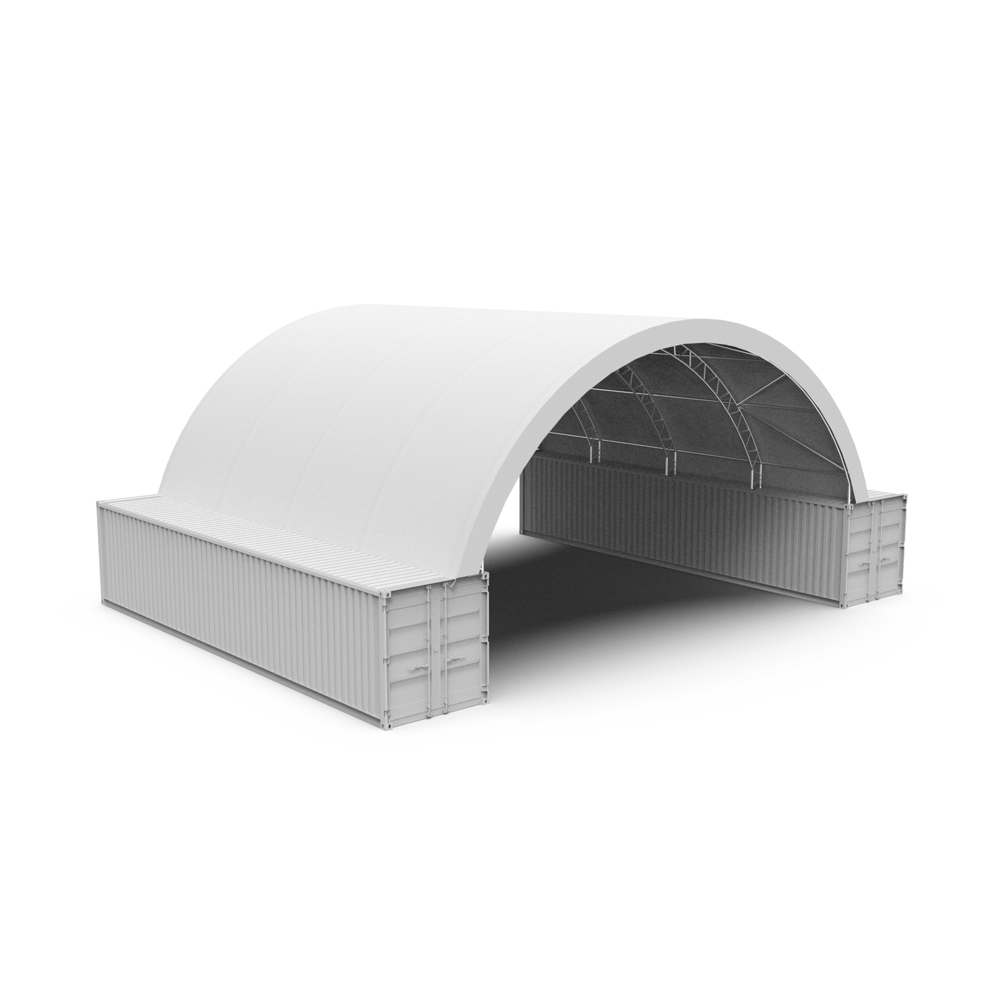  12m x 12m Corturi pe containere cu schelet dublu Alb