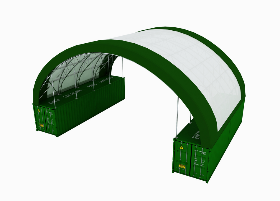 Namiot kontenerowy 18x12 m do kontenera 40 stopowego - podwójne żelazo