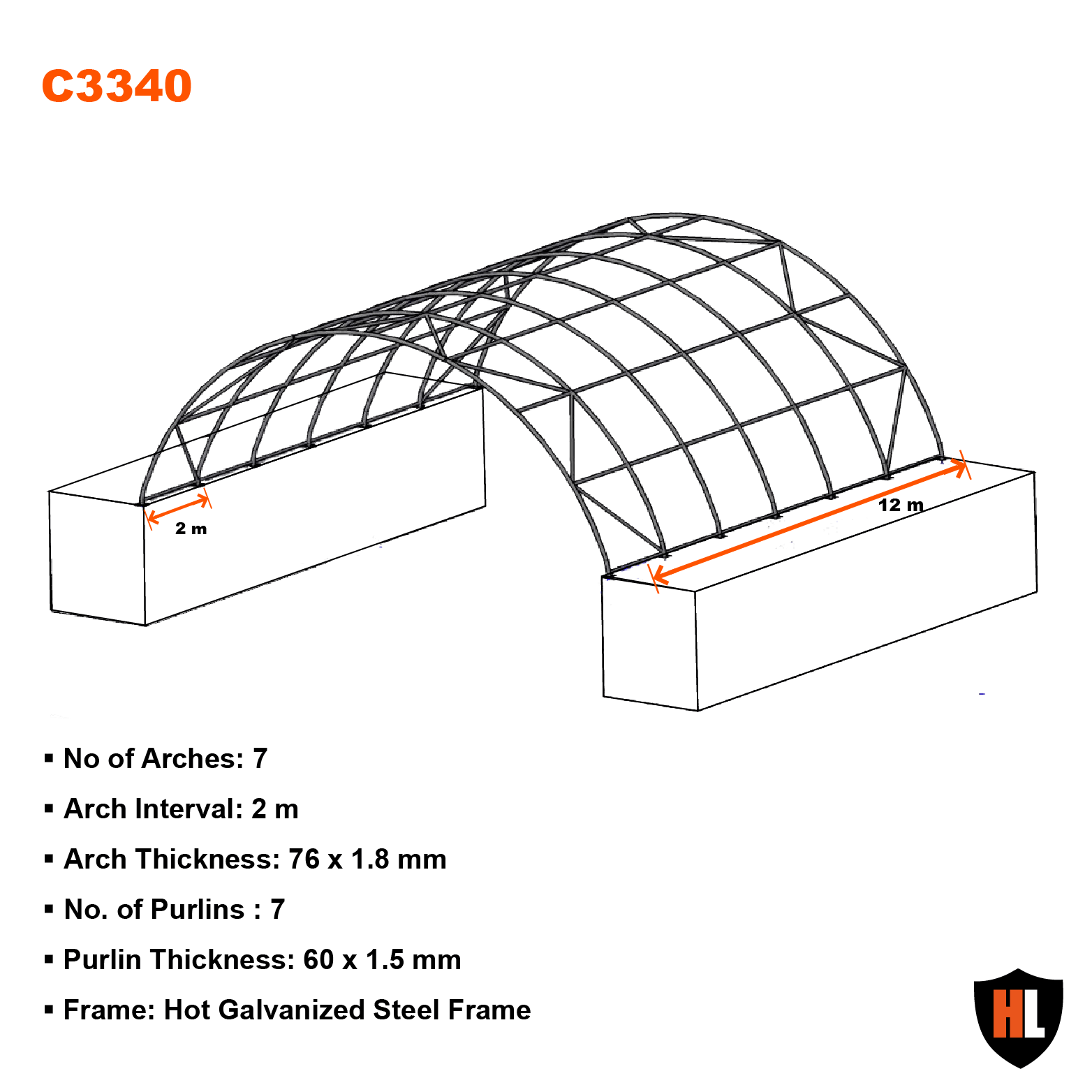10x12m Konténer Sátor 40 Lábas Konténerhez